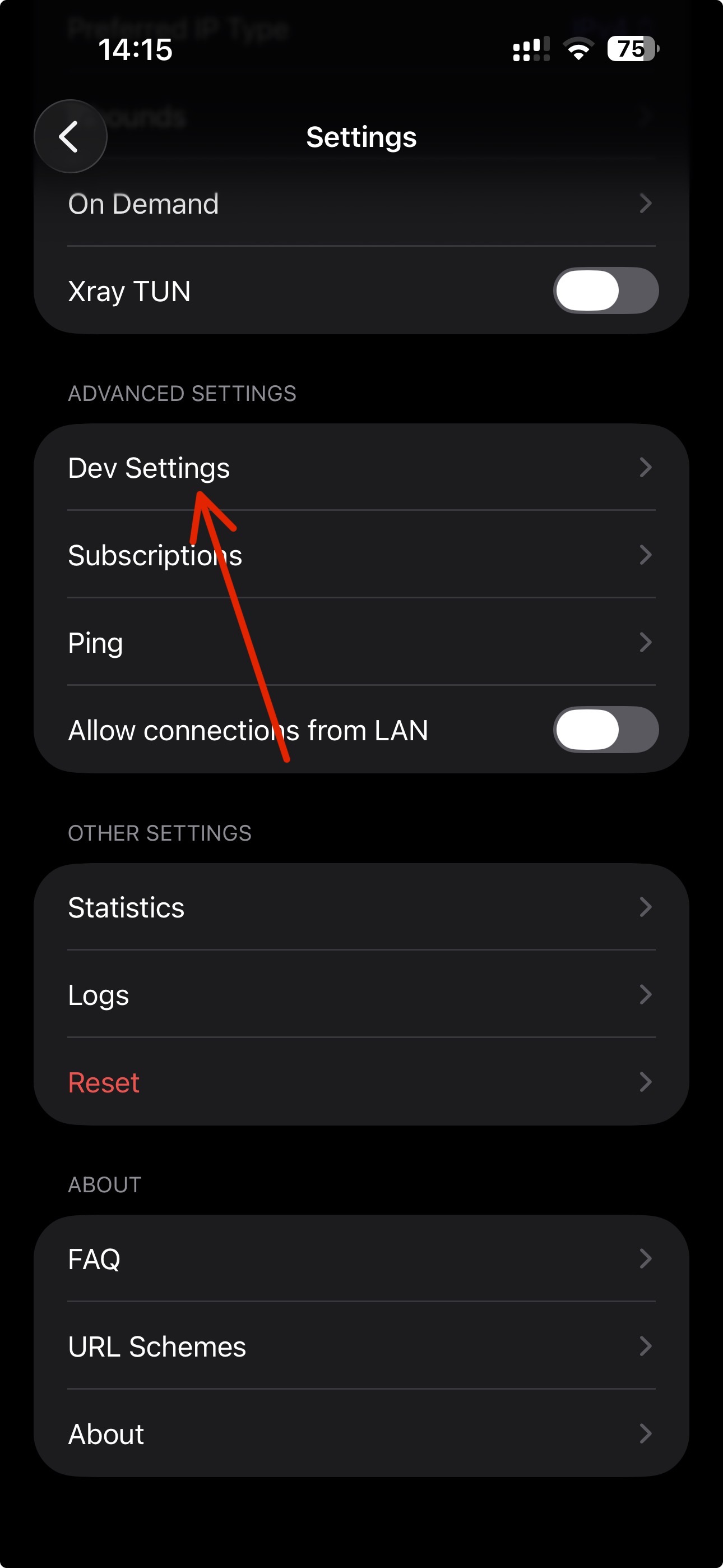 Dev settings